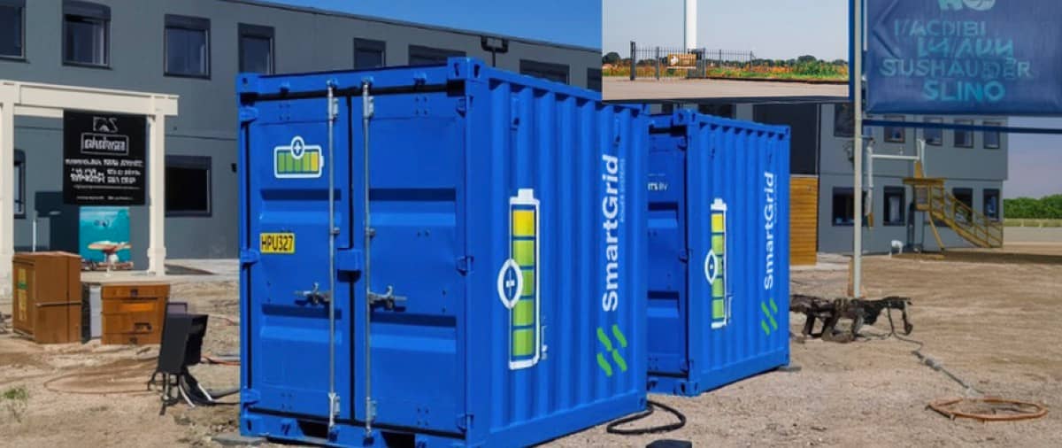 Unités génératrices hybrides conteneurisées dans des caissons bleus