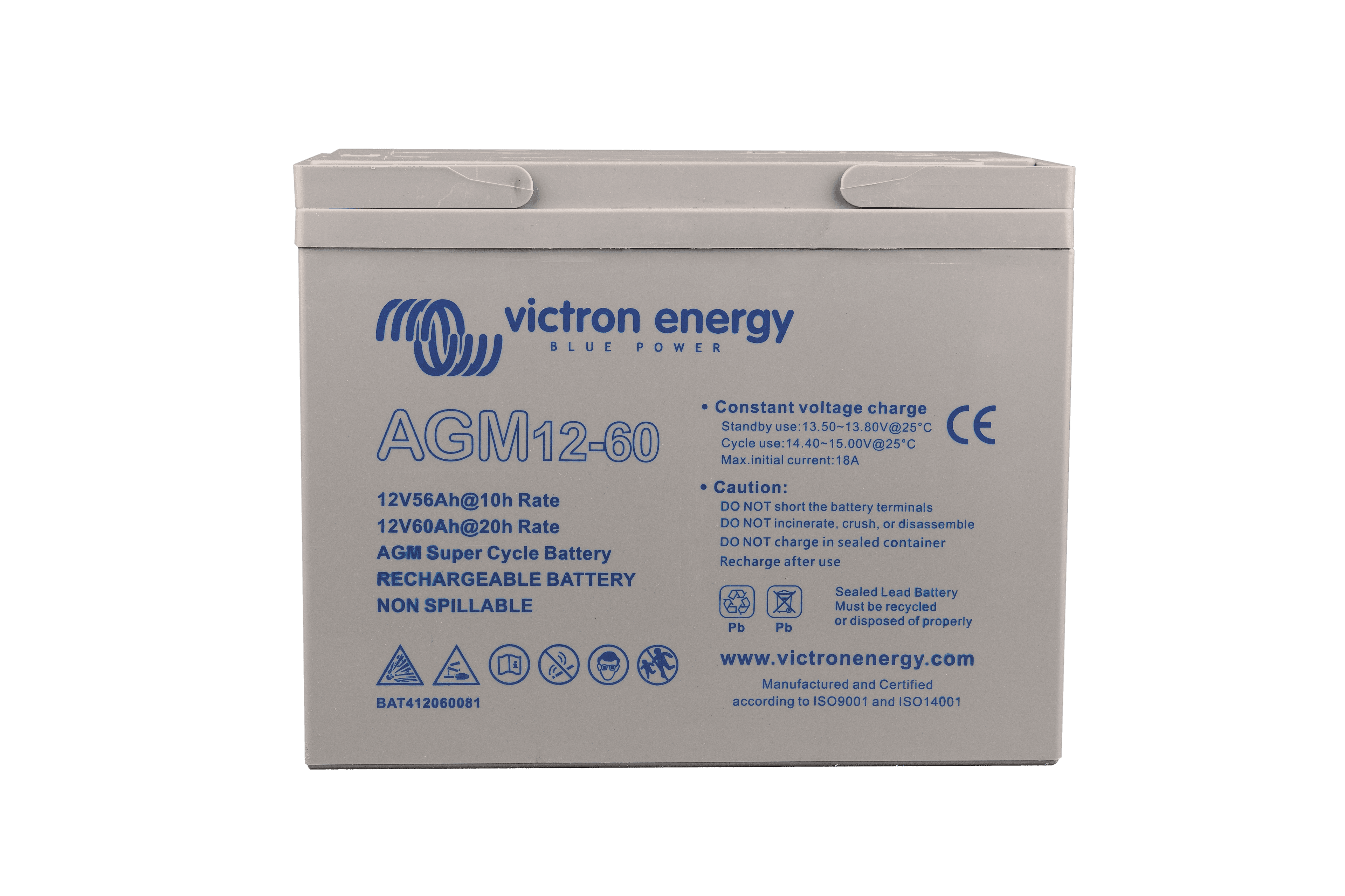 12V 60Ah AGM Super Cycle Battery (front)  thumbnail
