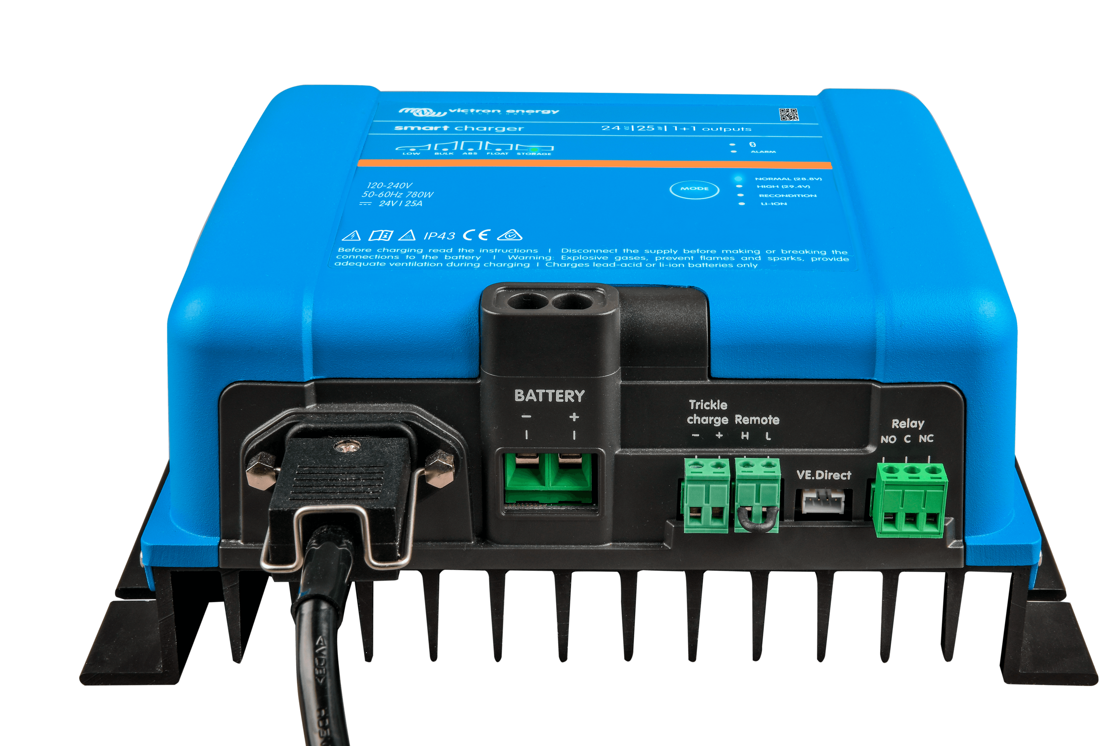 Smart IP43 Charger 24V 25A 1+1 outputs (front) thumbnail